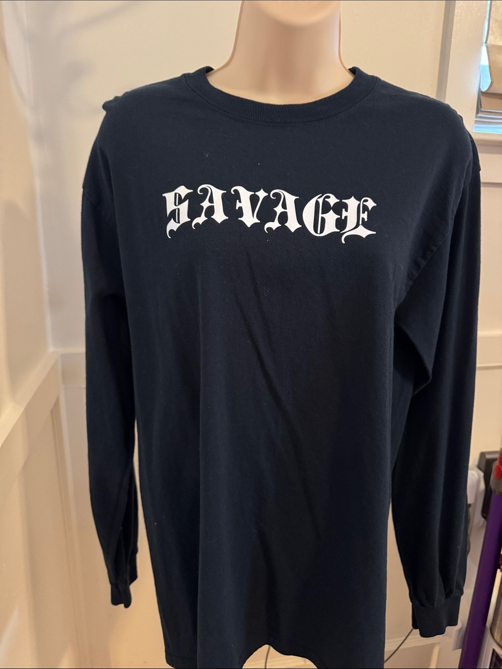 Black 'SAVAGE' Graphic Long Sleeve Tee